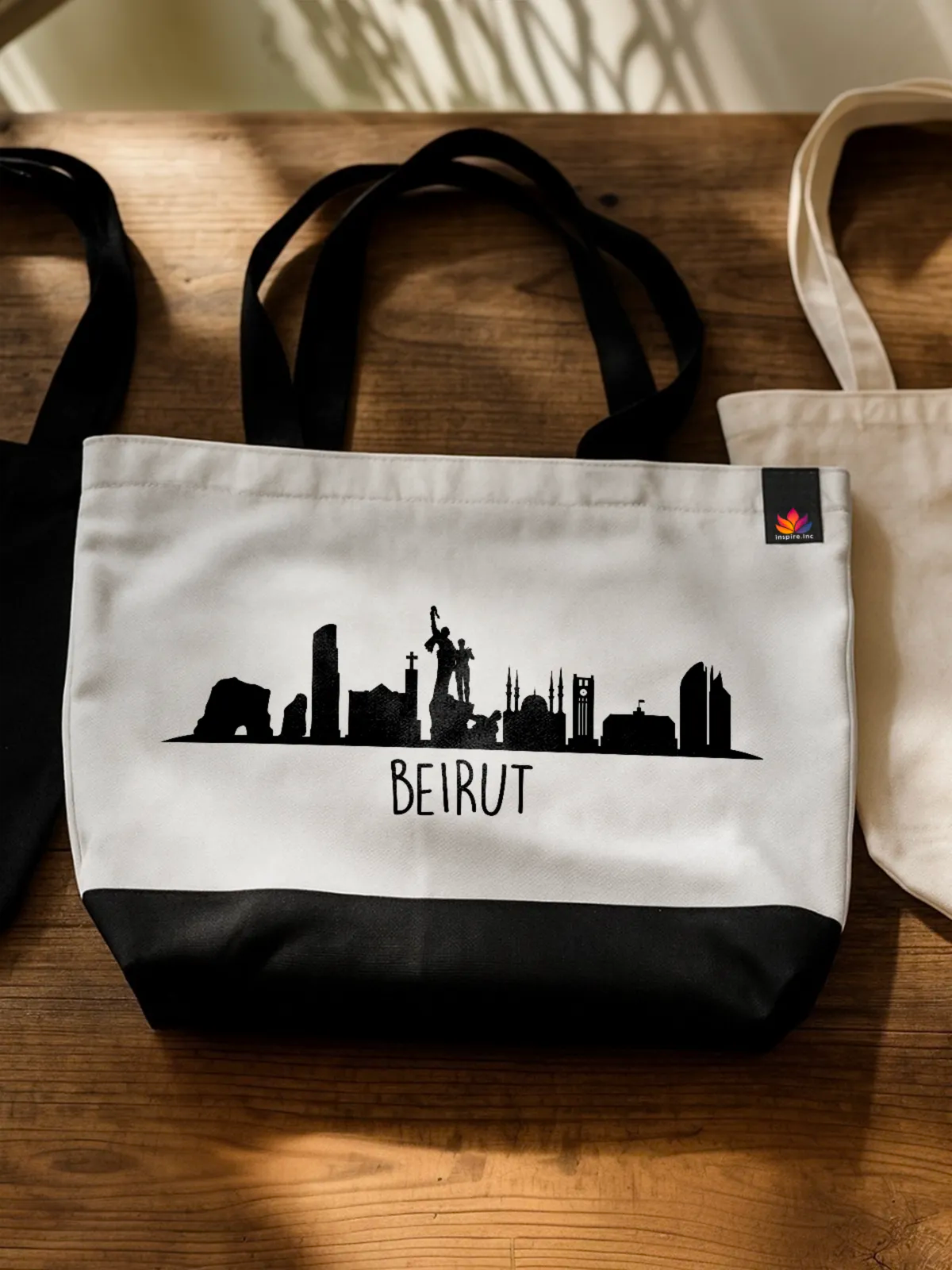 Neo Tote Bag with the Beirut Skyline design from inspire.inc