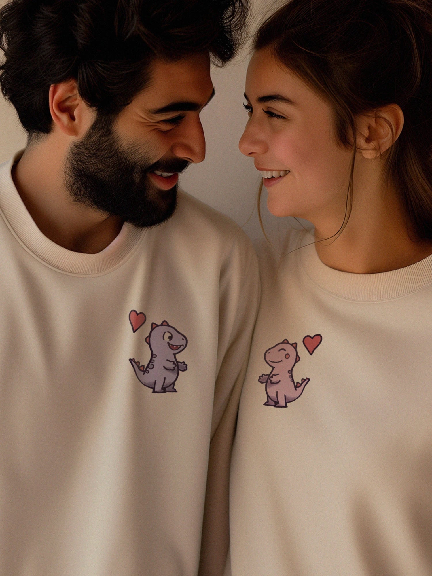 White sweatshirts from the Hug Dinos collection by inspire.inc