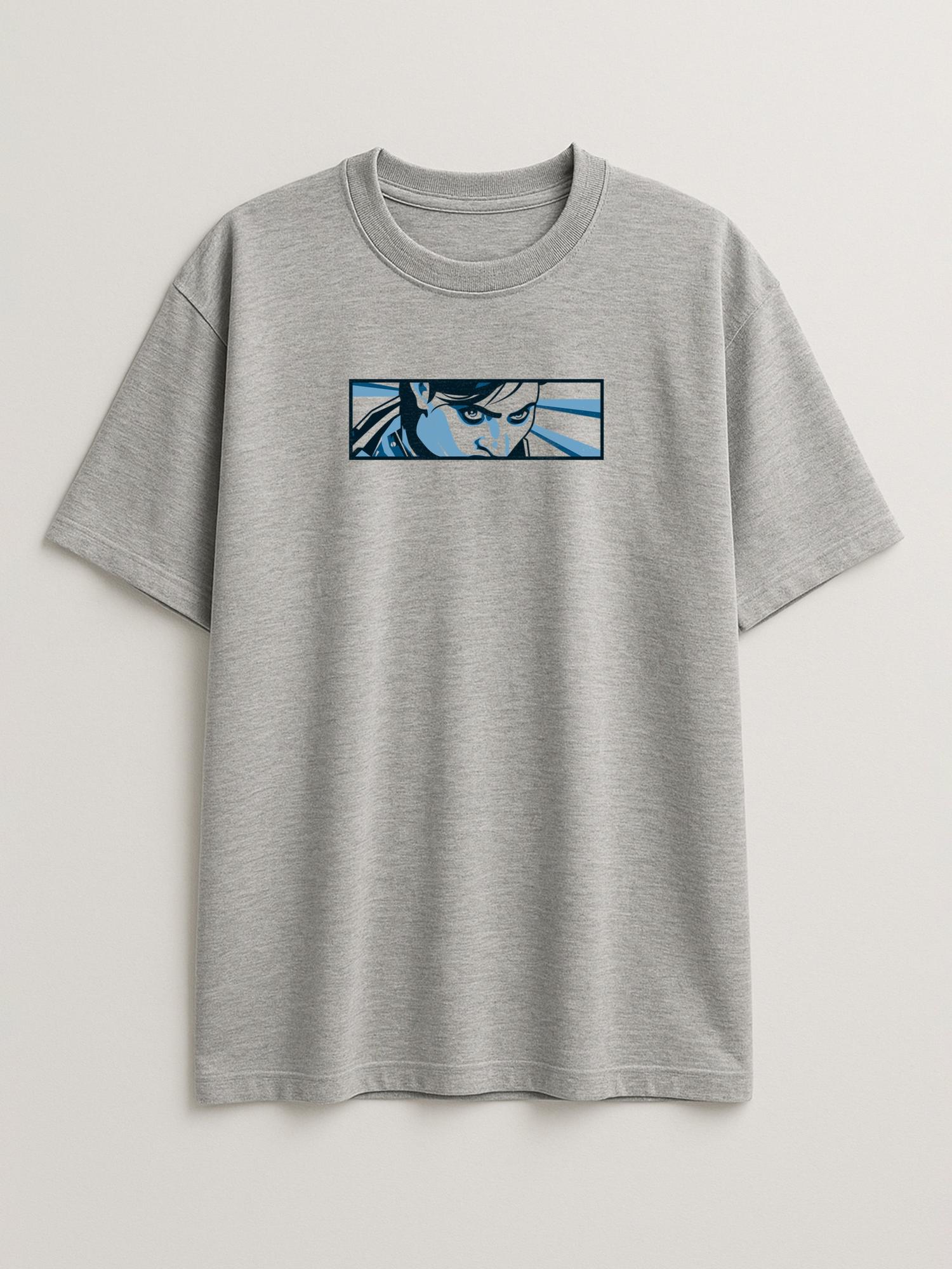 Action Frame / Arcane - Hot and Cold - Regular/Oversized T-shirt Oversized Light Heather Gray by inspire.inc