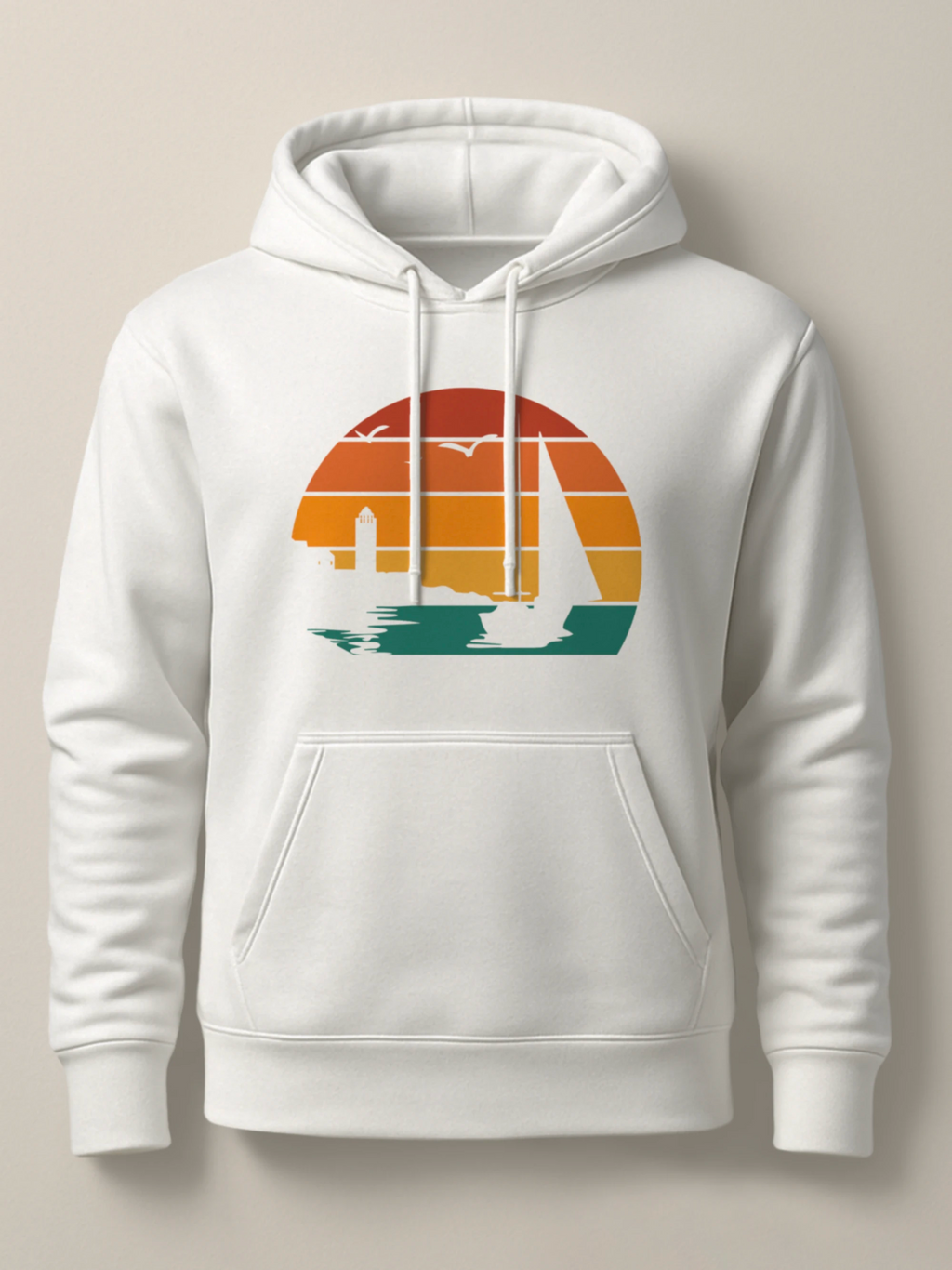 Batroun Retro Sunset - Hoodie Light White by inspire.inc