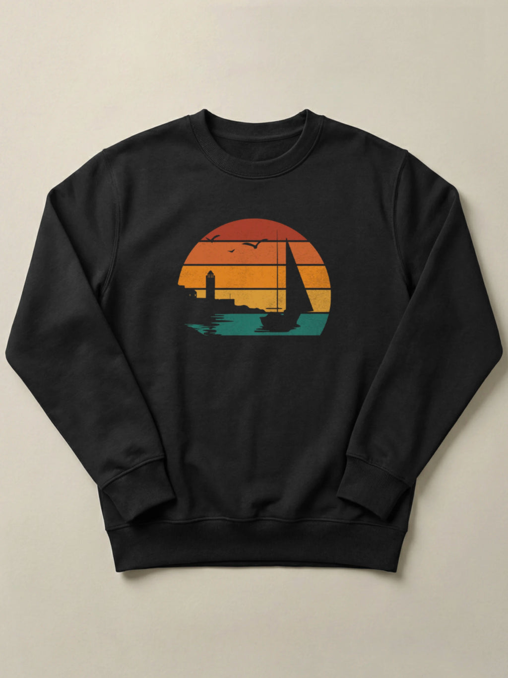 Batroun Retro Sunset - Regular/Oversized Sweatshirt Regular Fit Black by inspire.inc