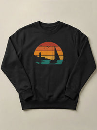 Batroun Retro Sunset - Regular/Oversized Sweatshirt Regular Fit Black by inspire.inc
