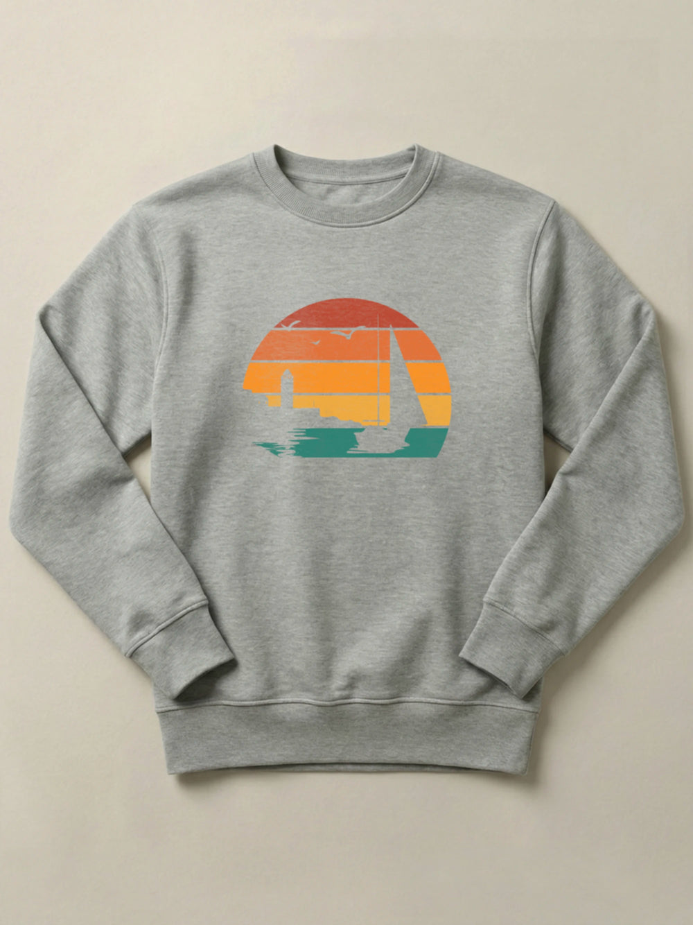 Batroun Retro Sunset - Regular/Oversized Sweatshirt Regular Fit Gray by inspire.inc
