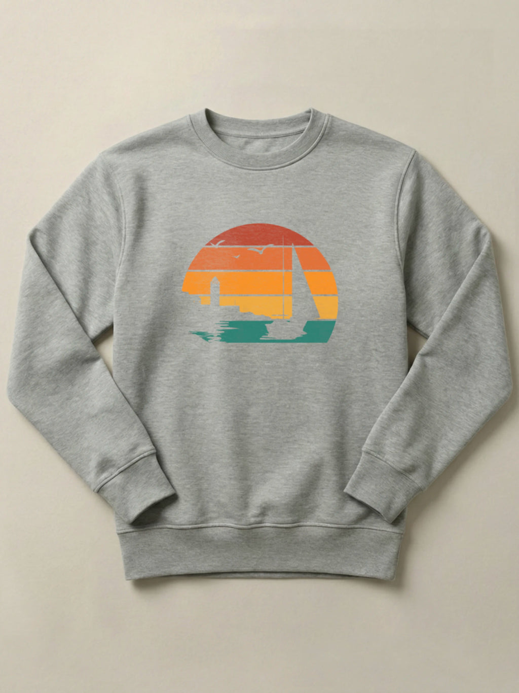 Batroun Retro Sunset - Regular/Oversized Sweatshirt Regular Fit Gray by inspire.inc