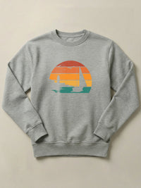 Batroun Retro Sunset - Regular/Oversized Sweatshirt Regular Fit Gray by inspire.inc