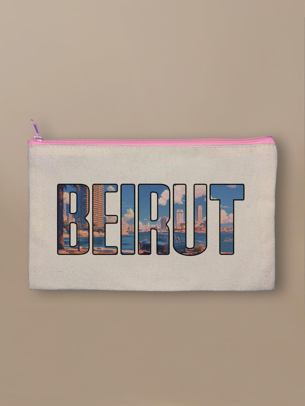Beirut Cityscape - Zipper Pouch Pink by inspire.inc