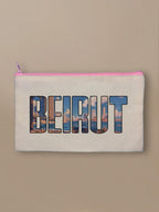 Beirut Cityscape - Zipper Pouch Pink by inspire.inc
