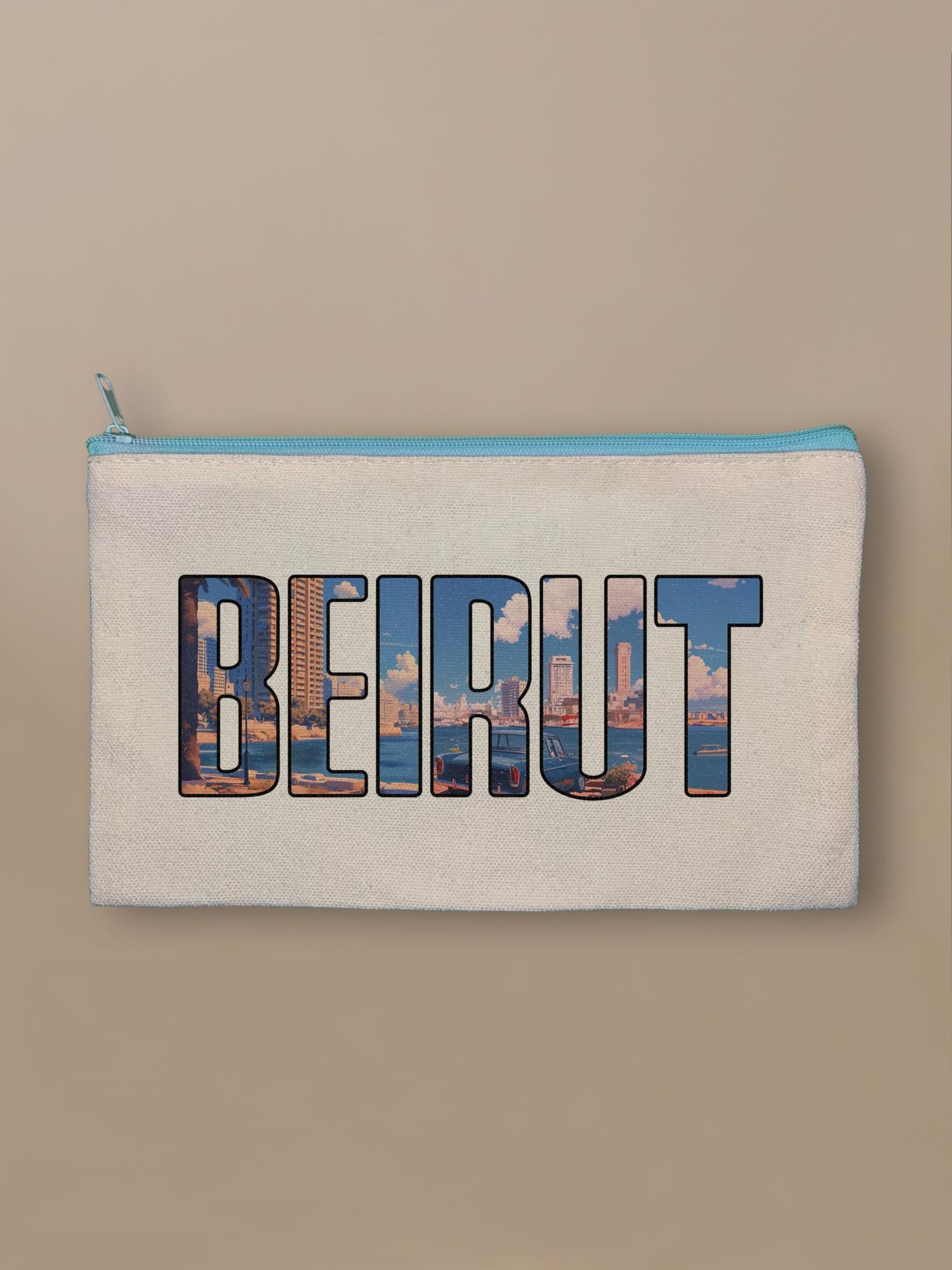 Beirut Cityscape - Zipper Pouch Blue by inspire.inc