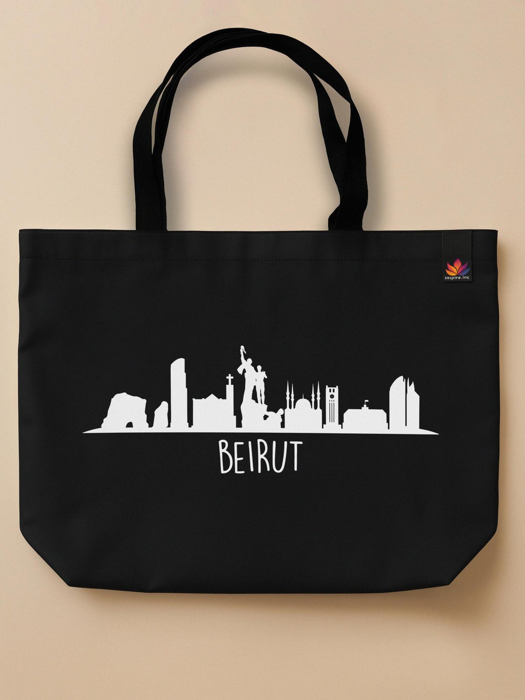 Beirut Skyline - Neo Tote Bag Black Front Only by inspire.inc