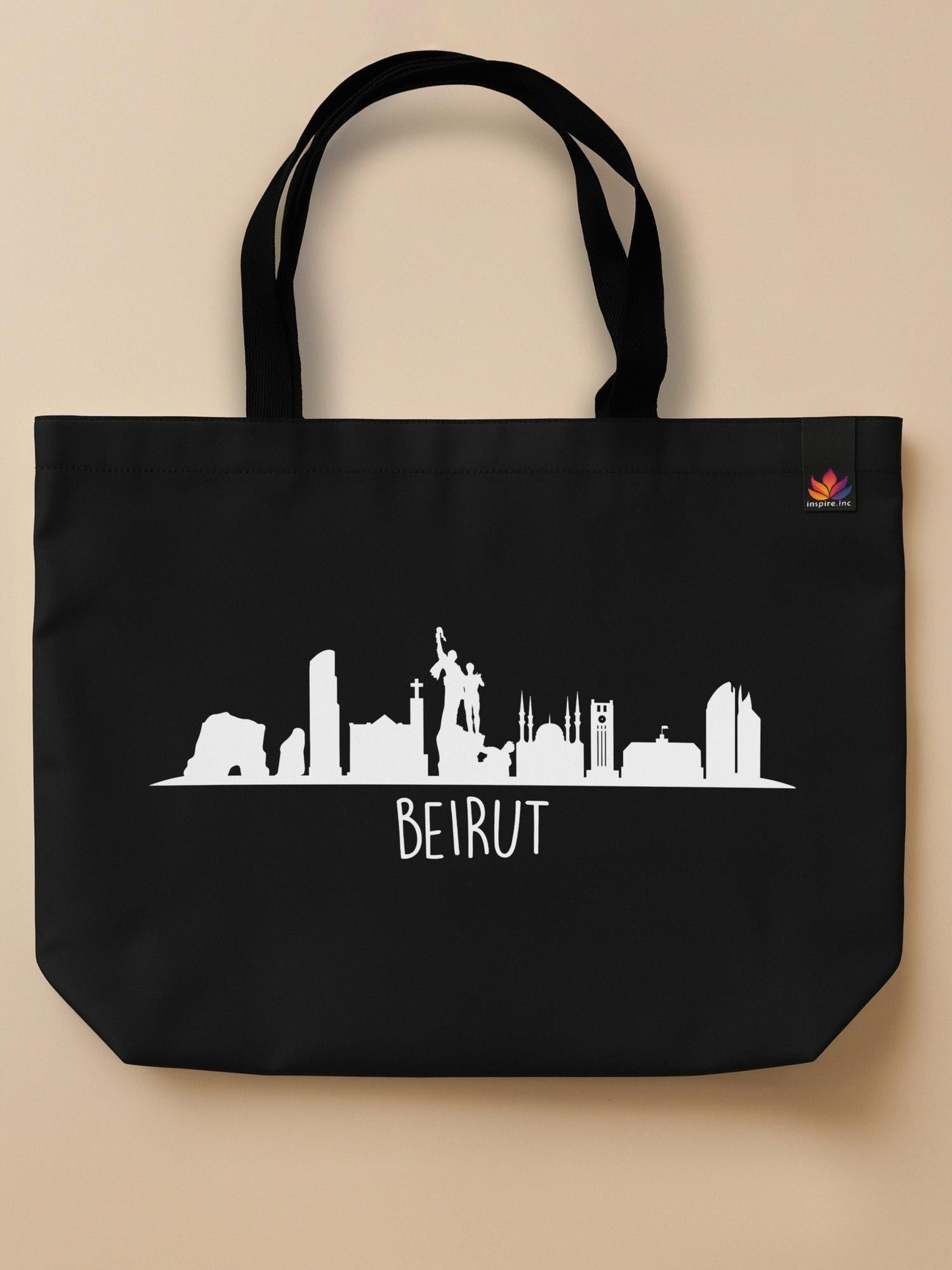 Beirut Skyline - Neo Tote Bag Black Front Only by inspire.inc