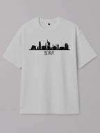 Beirut Skyline - Regular/Oversized T-shirt Oversized White by inspire.inc