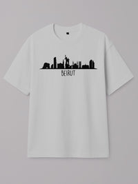 Beirut Skyline - Regular/Oversized T-shirt Oversized White by inspire.inc