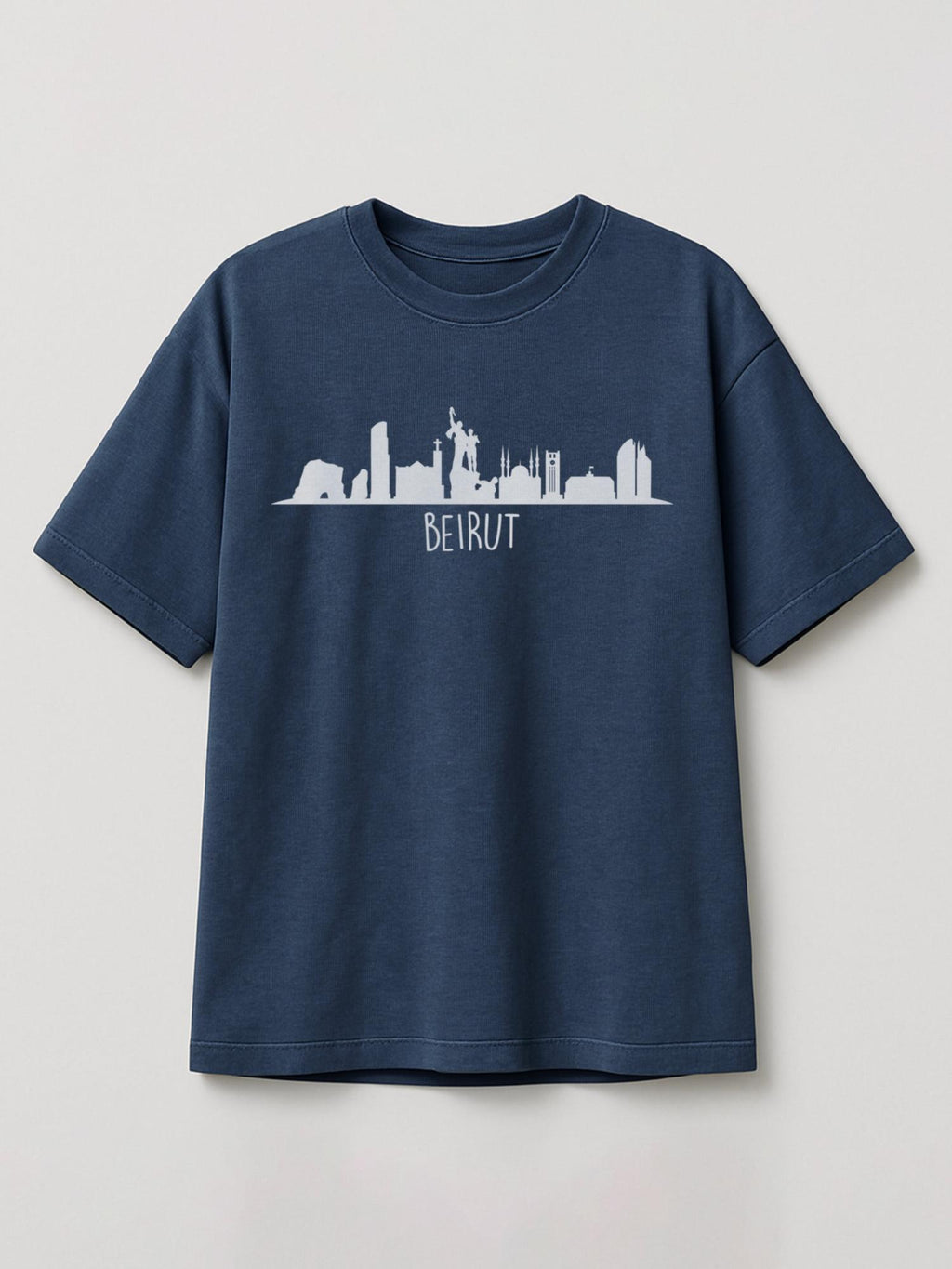 Beirut Skyline - Regular/Oversized T-shirt Oversized Heather Blue by inspire.inc