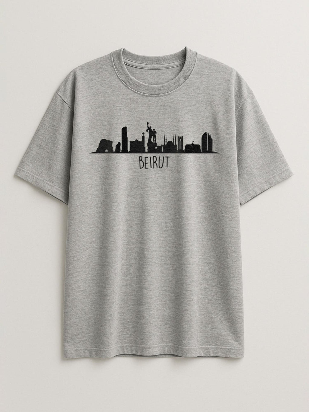 Beirut Skyline - Regular/Oversized T-shirt Oversized Light Heather Gray by inspire.inc