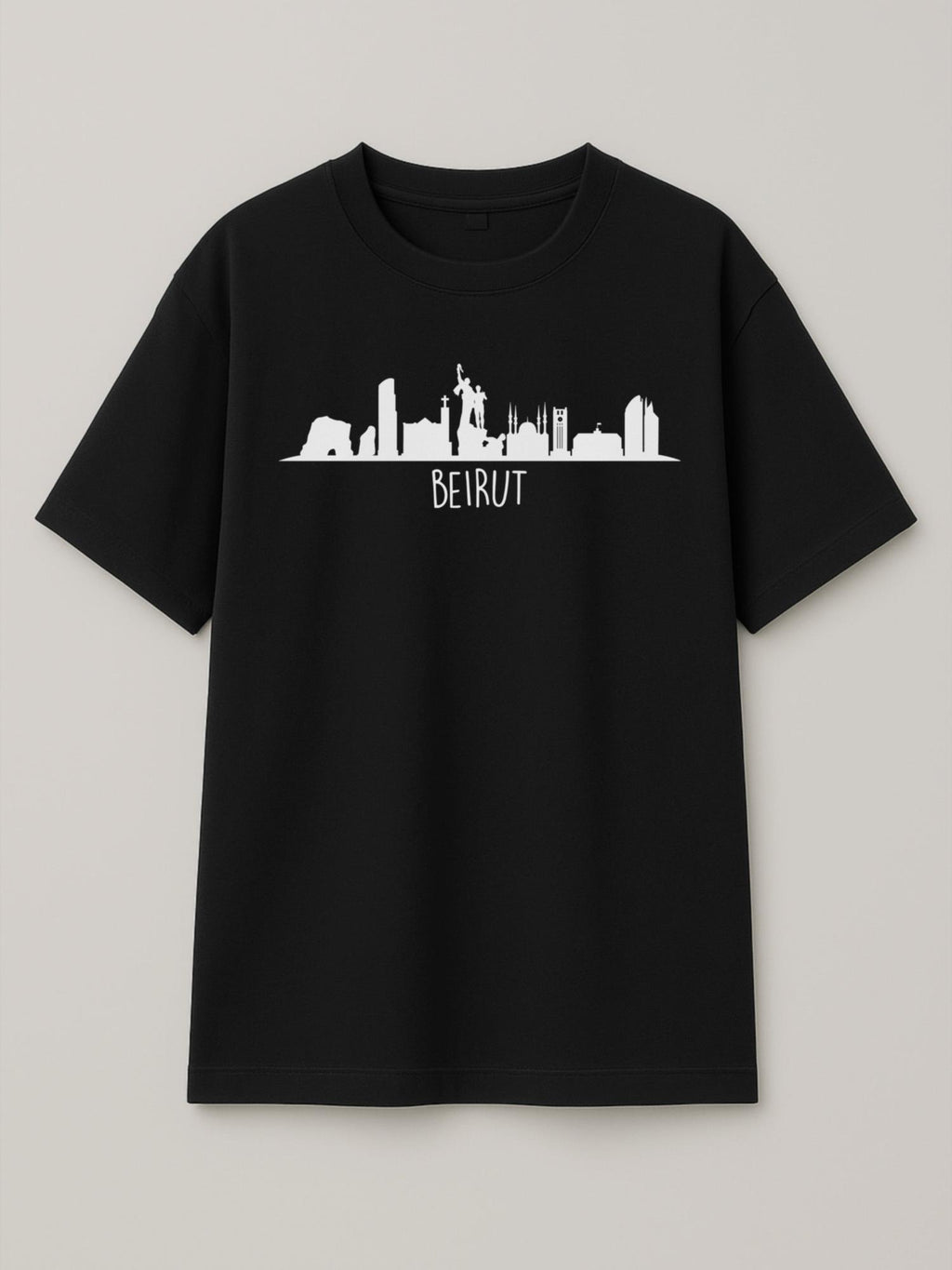 Beirut Skyline - Regular/Oversized T-shirt Oversized Black by inspire.inc