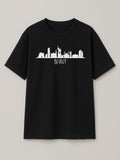 Beirut Skyline - Regular/Oversized T-shirt Oversized Black by inspire.inc
