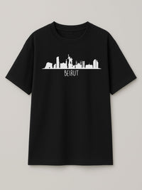 Beirut Skyline - Regular/Oversized T-shirt Oversized Black by inspire.inc