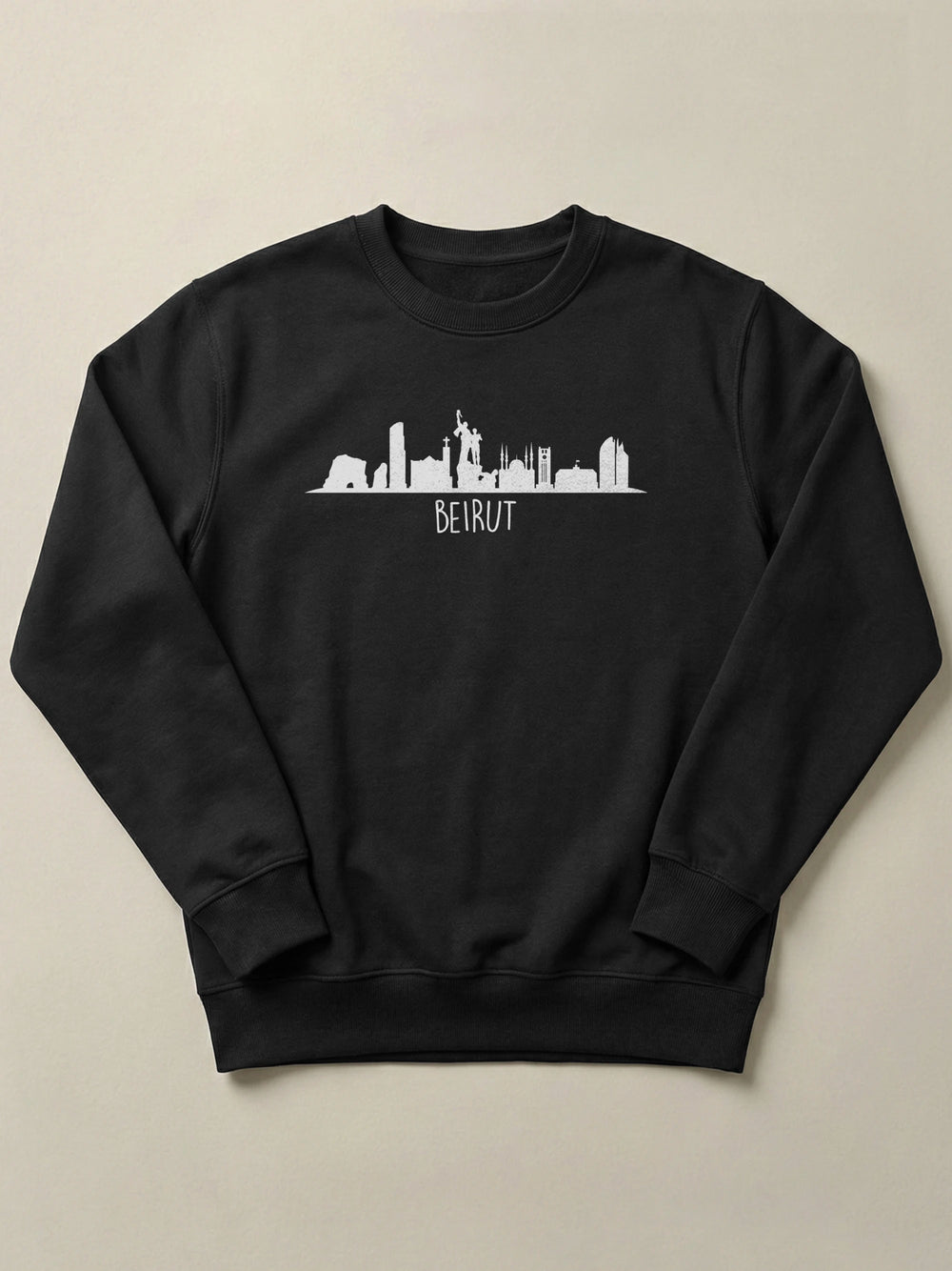 Beirut Skyline - Regular/Oversized Sweatshirt Regular Fit Black by inspire.inc