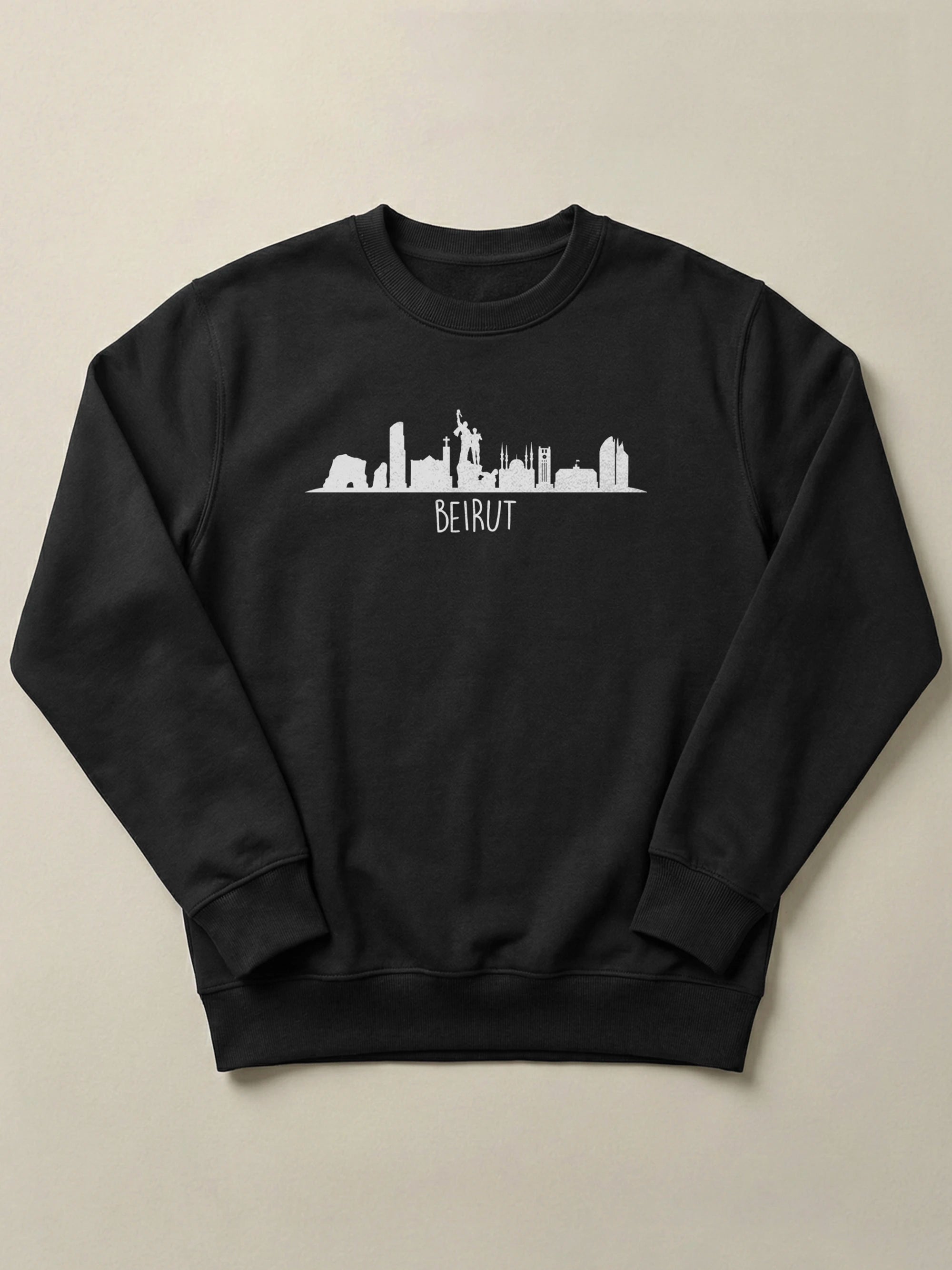 Beirut Skyline - Regular/Oversized Sweatshirt Regular Fit Black by inspire.inc