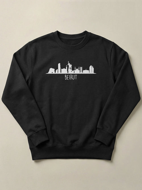 Beirut Skyline - Regular/Oversized Sweatshirt Regular Fit Black by inspire.inc
