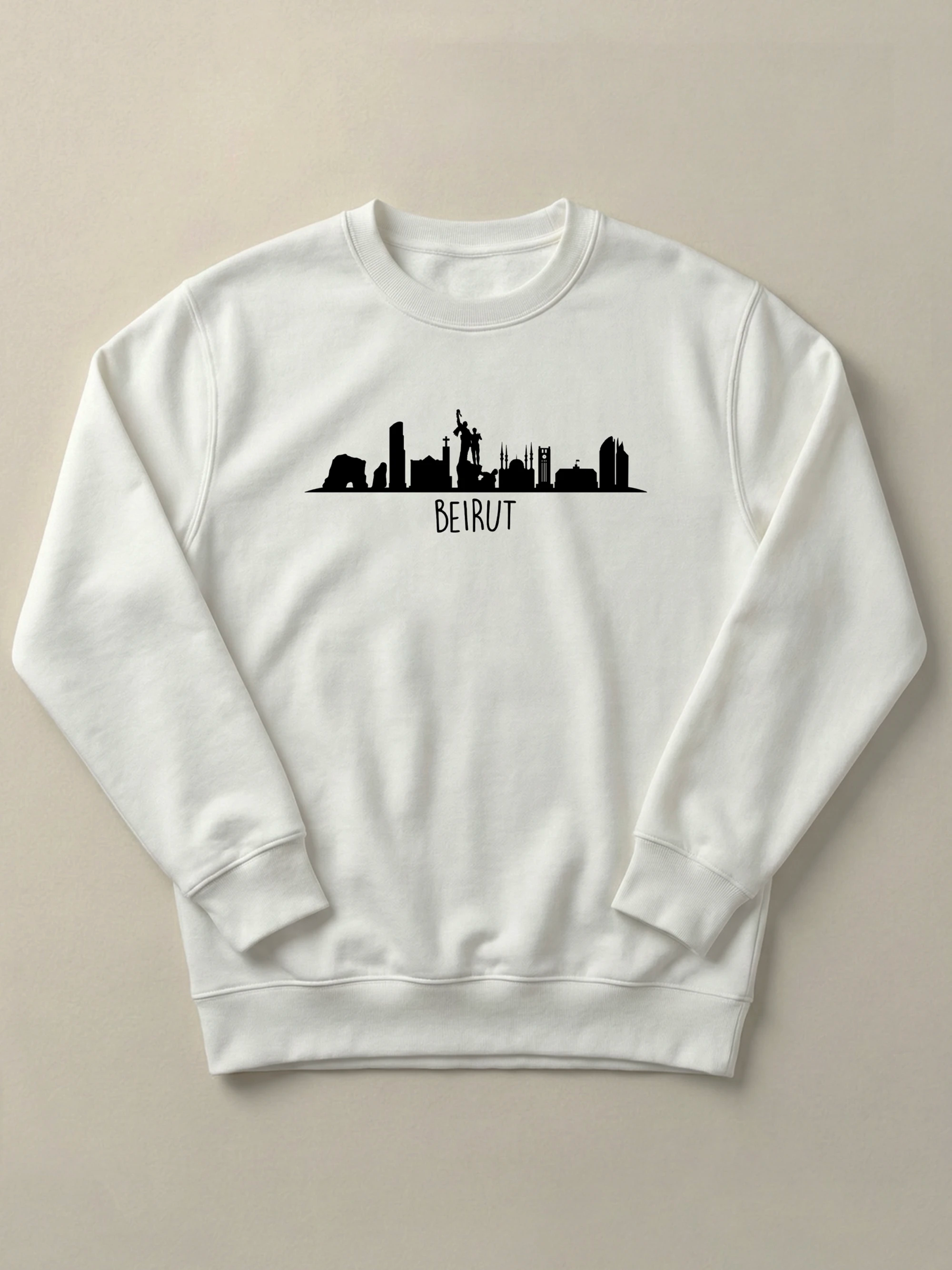 Beirut Skyline - Regular/Oversized Sweatshirt Regular Fit White by inspire.inc