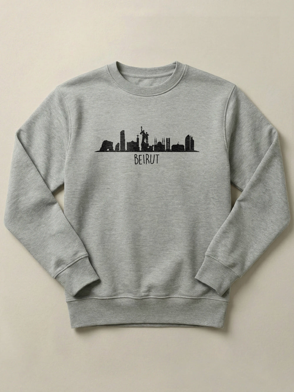 Beirut Skyline - Regular/Oversized Sweatshirt Regular Fit Gray by inspire.inc