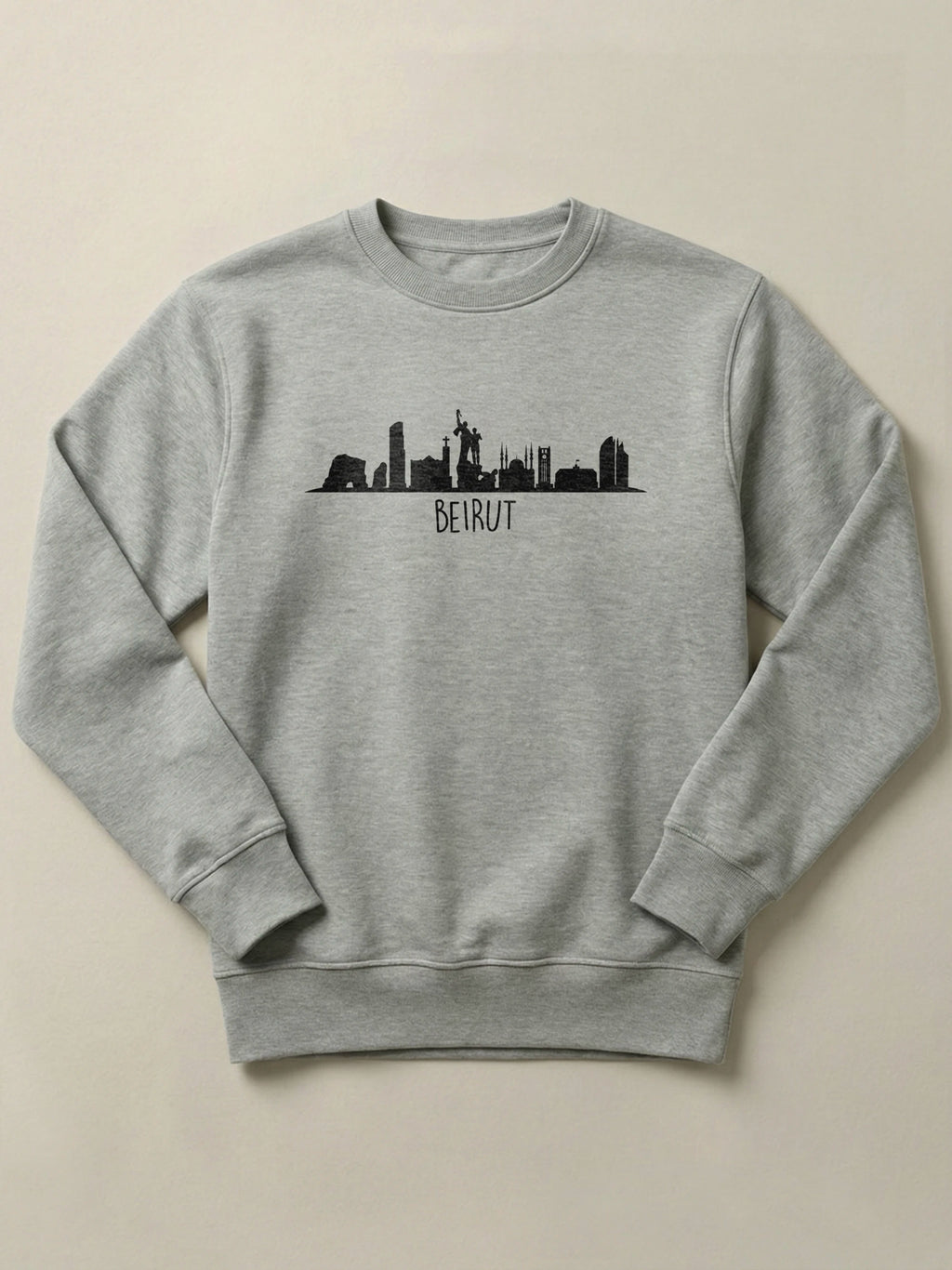 Beirut Skyline - Regular/Oversized Sweatshirt Regular Fit Gray by inspire.inc