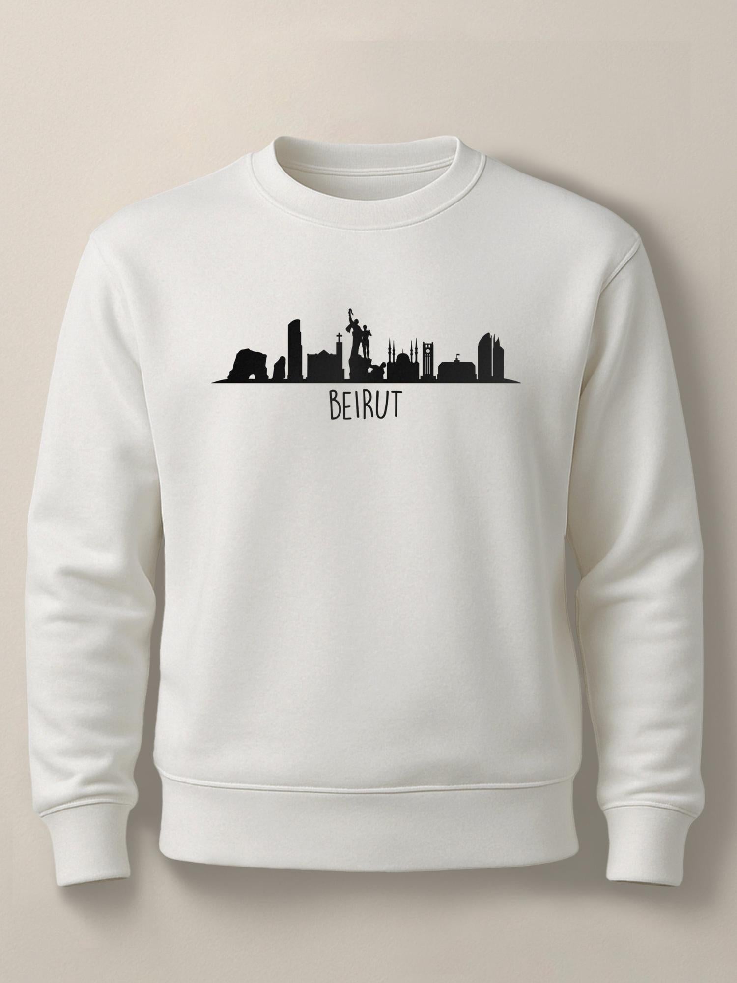 Beirut Skyline - Unisex Regular/Oversized Sweatshirt Regular White by inspire.inc