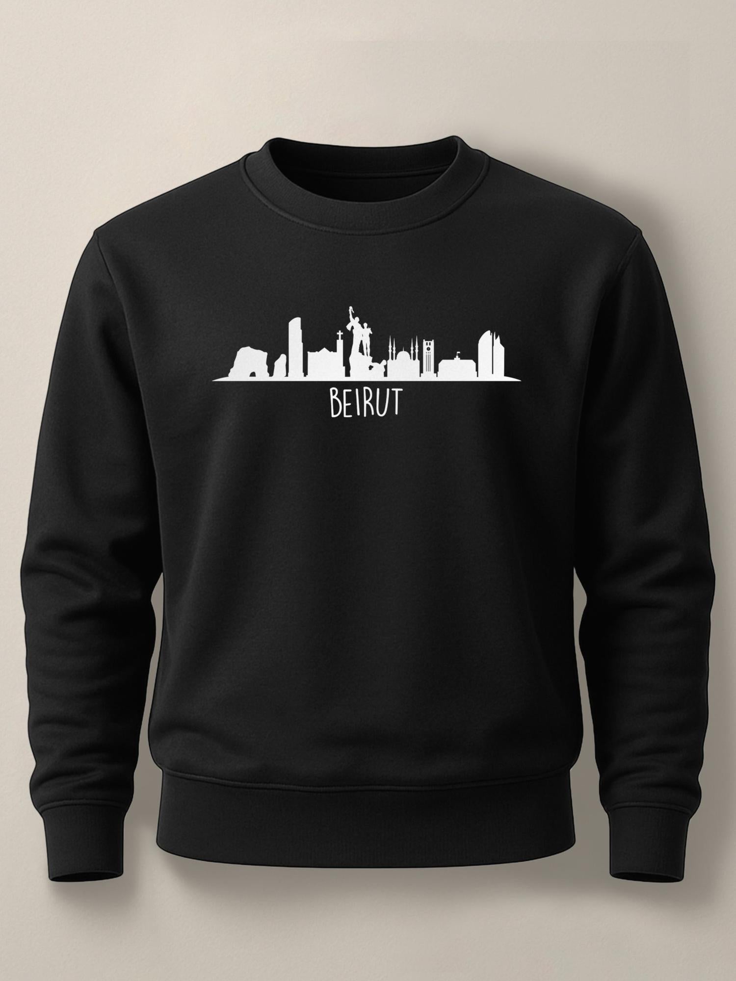 Beirut Skyline - Unisex Regular/Oversized Sweatshirt Regular Black by inspire.inc