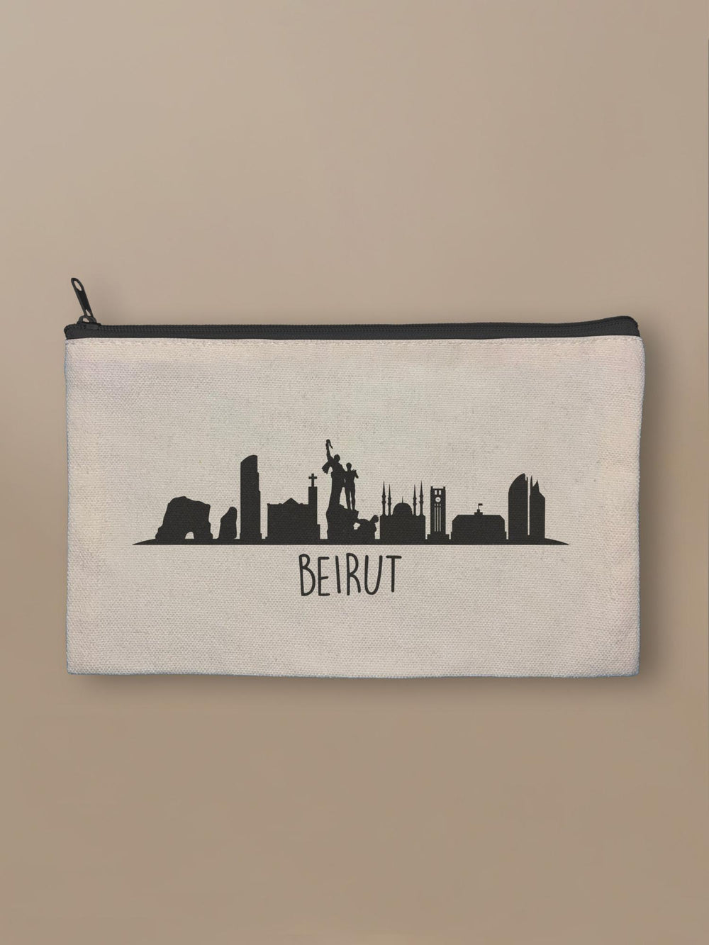 Beirut Skyline - Zipper Pouch Black by inspire.inc