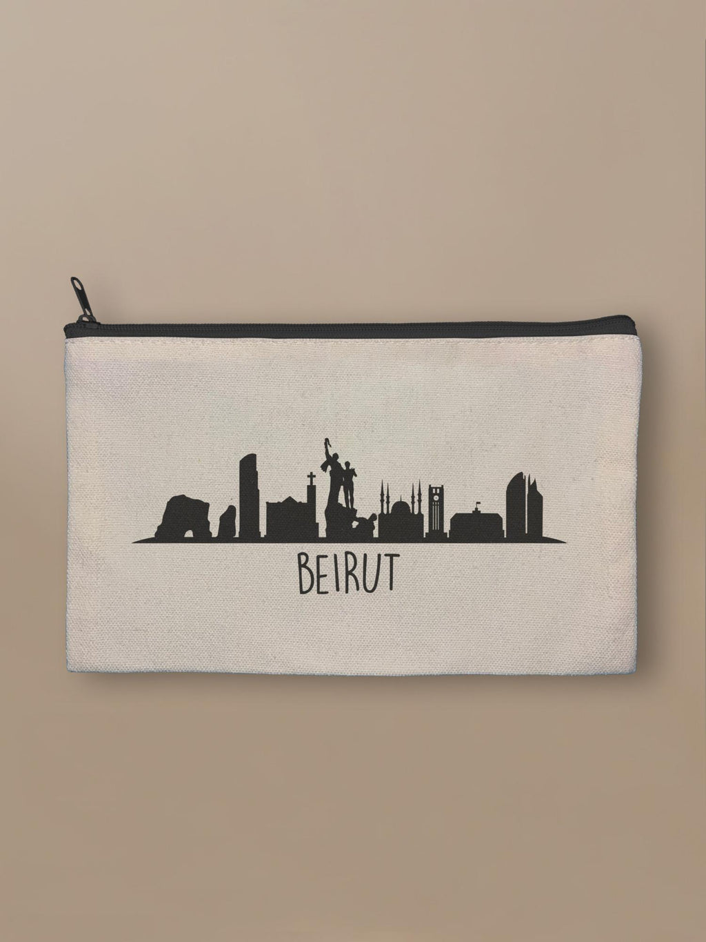Beirut Skyline - Zipper Pouch Black by inspire.inc