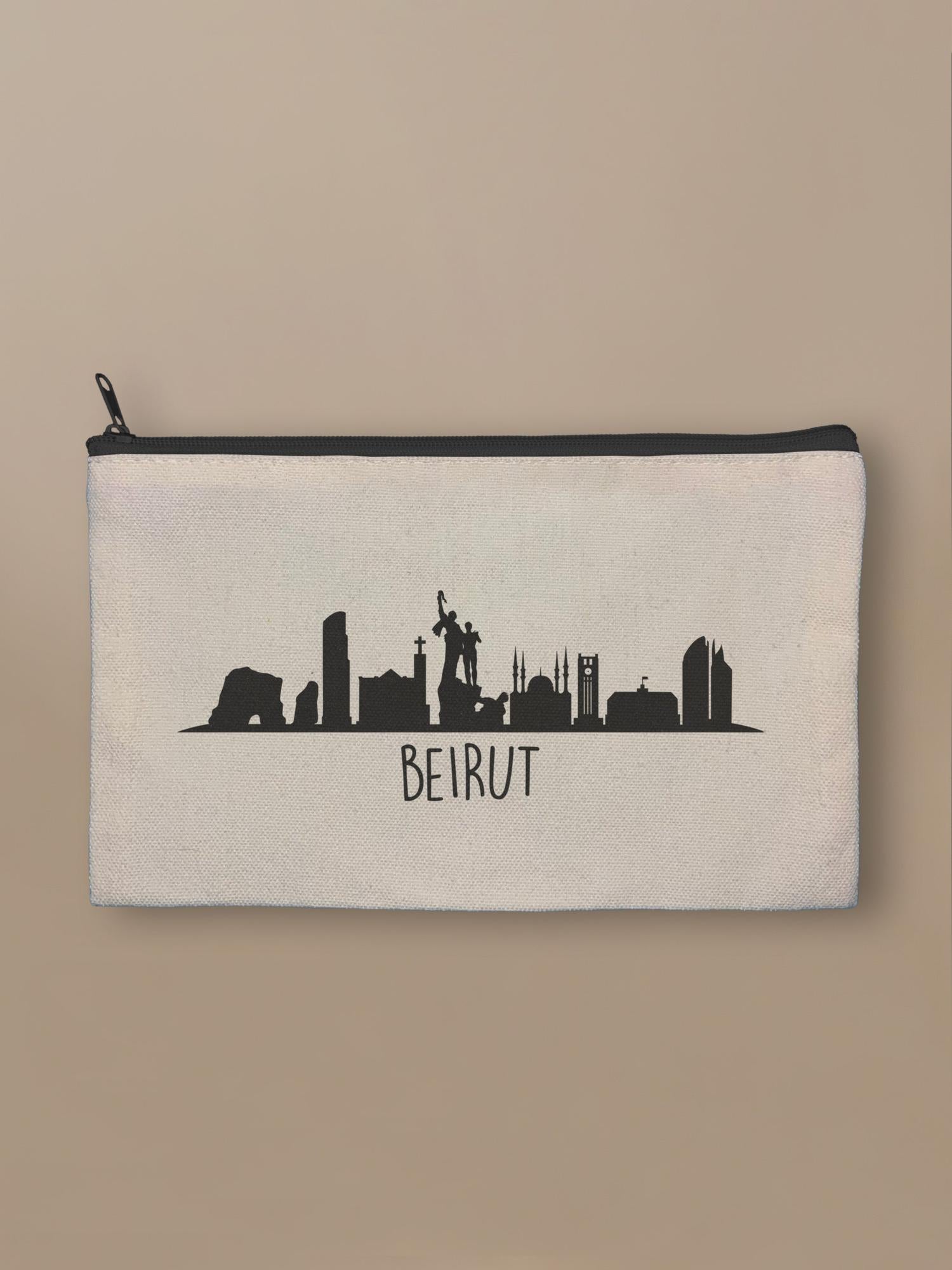 Beirut Skyline - Zipper Pouch Black by inspire.inc