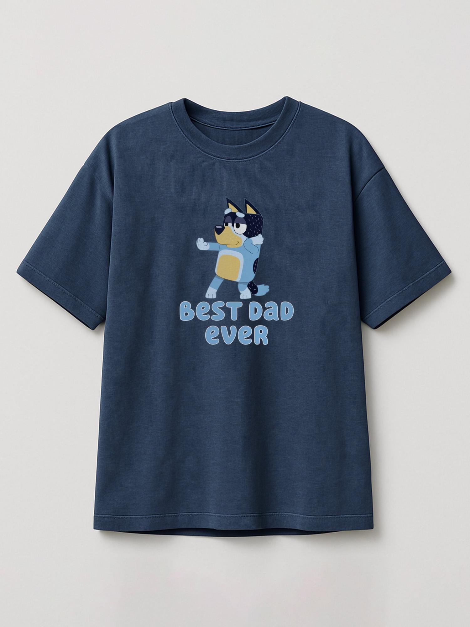 Bluey - Best Dad Ever - Regular/Oversized T-shirt Oversized Heather Blue by inspire.inc