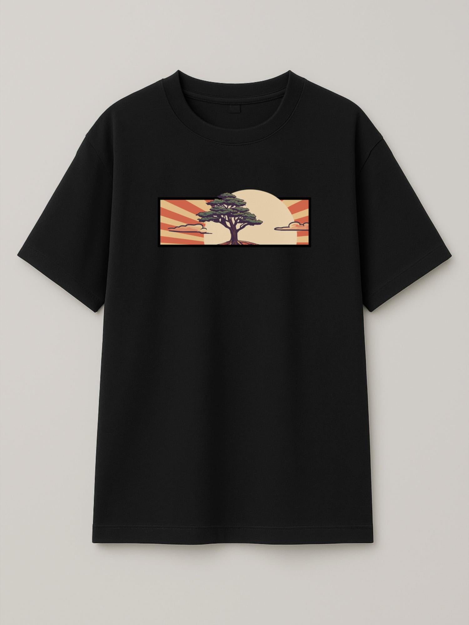 Cedar Japan Sunrise - Regular/Oversized T-shirt Oversized Black by inspire.inc