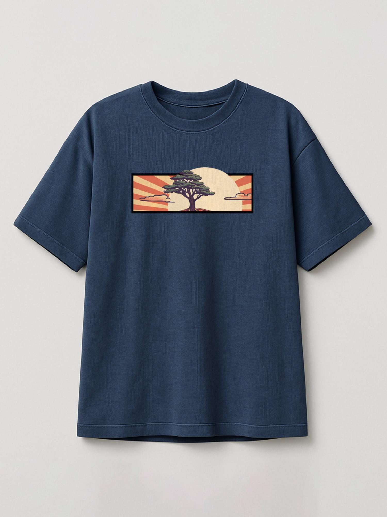 Cedar Japan Sunrise - Regular/Oversized T-shirt Oversized Heather Blue by inspire.inc