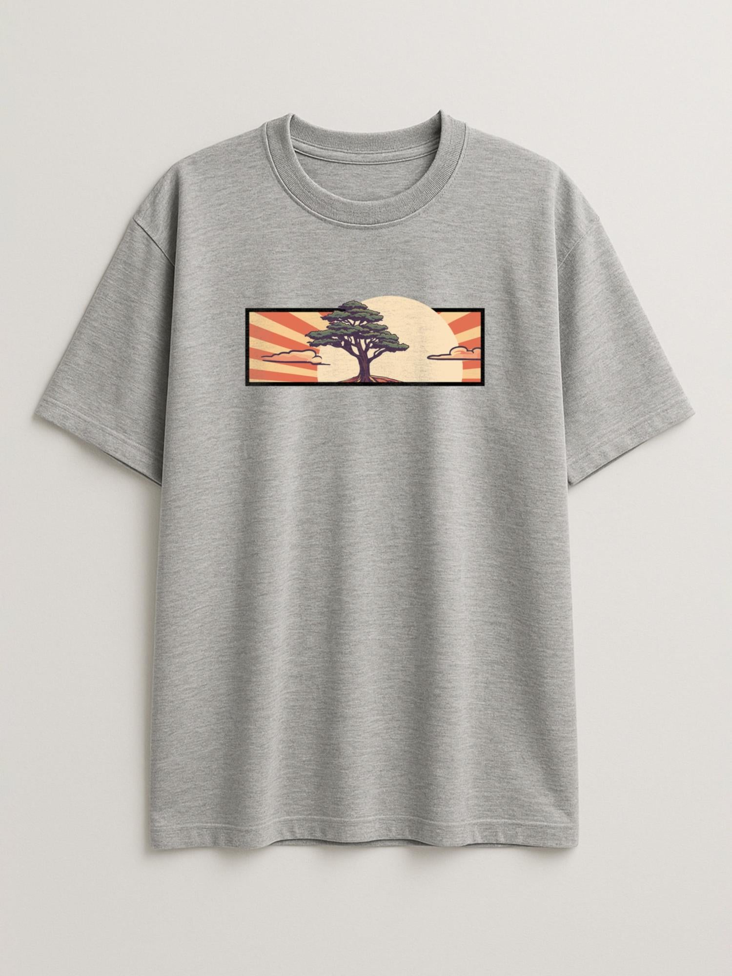 Cedar Japan Sunrise - Regular/Oversized T-shirt Oversized Light Heather Gray by inspire.inc