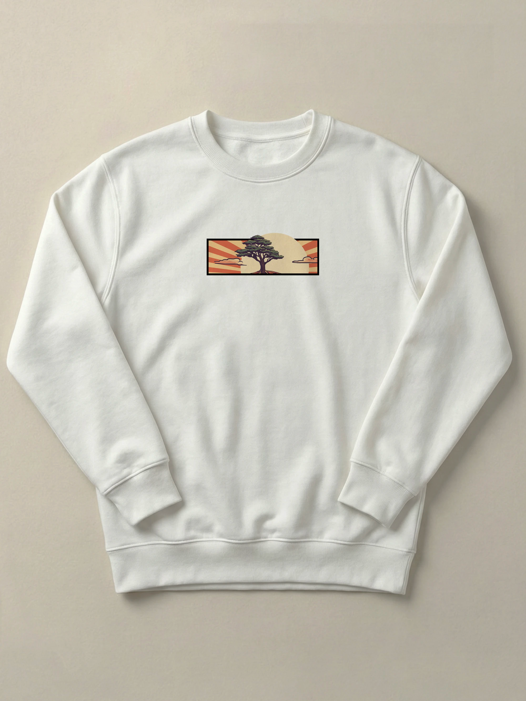Cedar Japan Sunrise - Regular/Oversized Sweatshirt Regular Fit White by inspire.inc