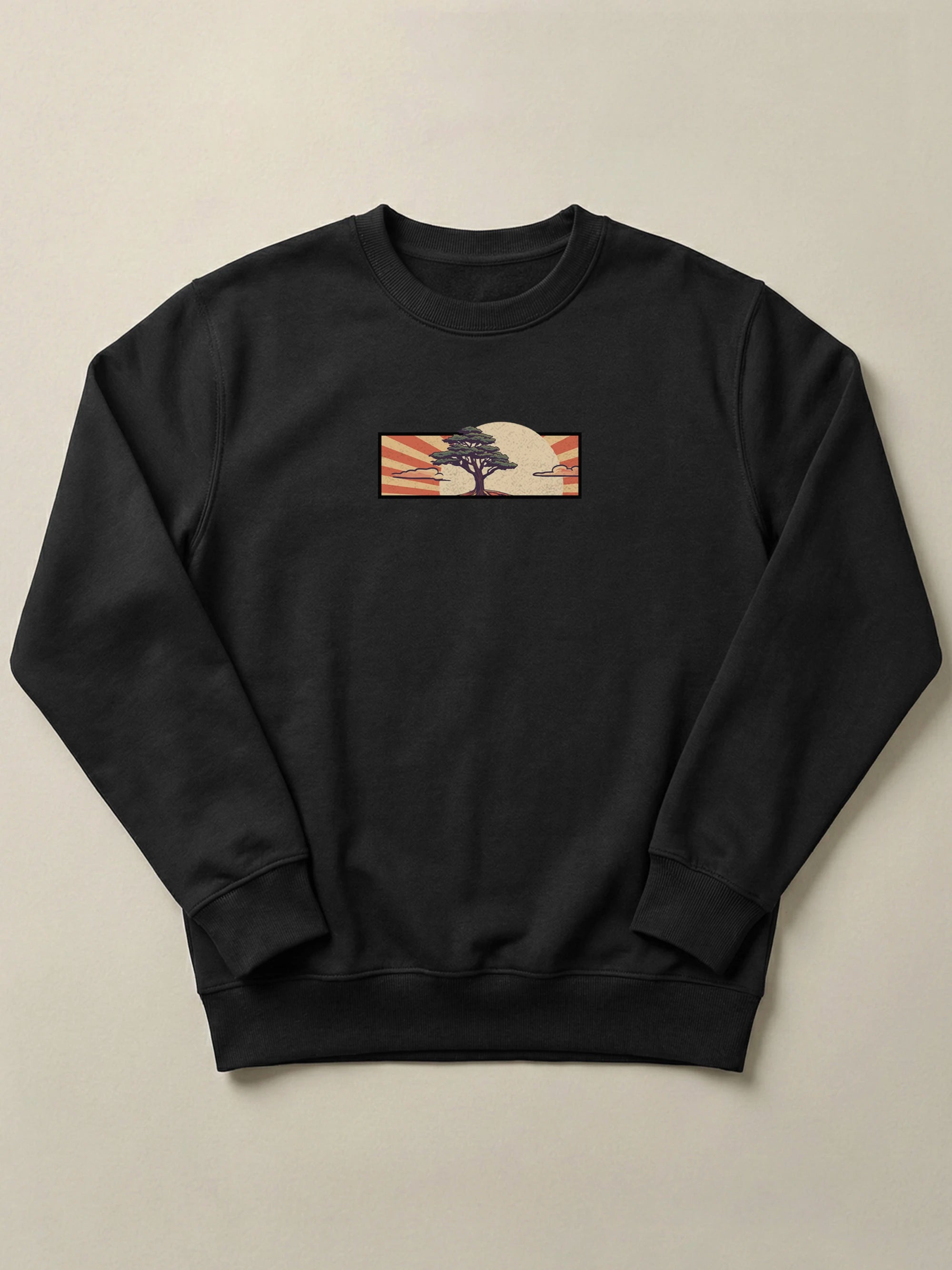 Cedar Japan Sunrise - Regular/Oversized Sweatshirt Regular Fit Black by inspire.inc