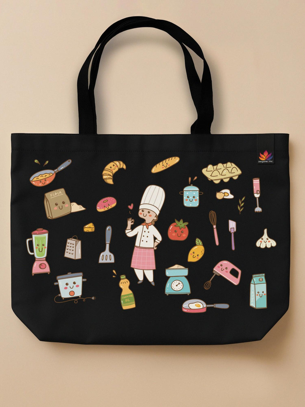 Cooking Essentials - Neo Tote Bag Black Design 1 by inspire.inc