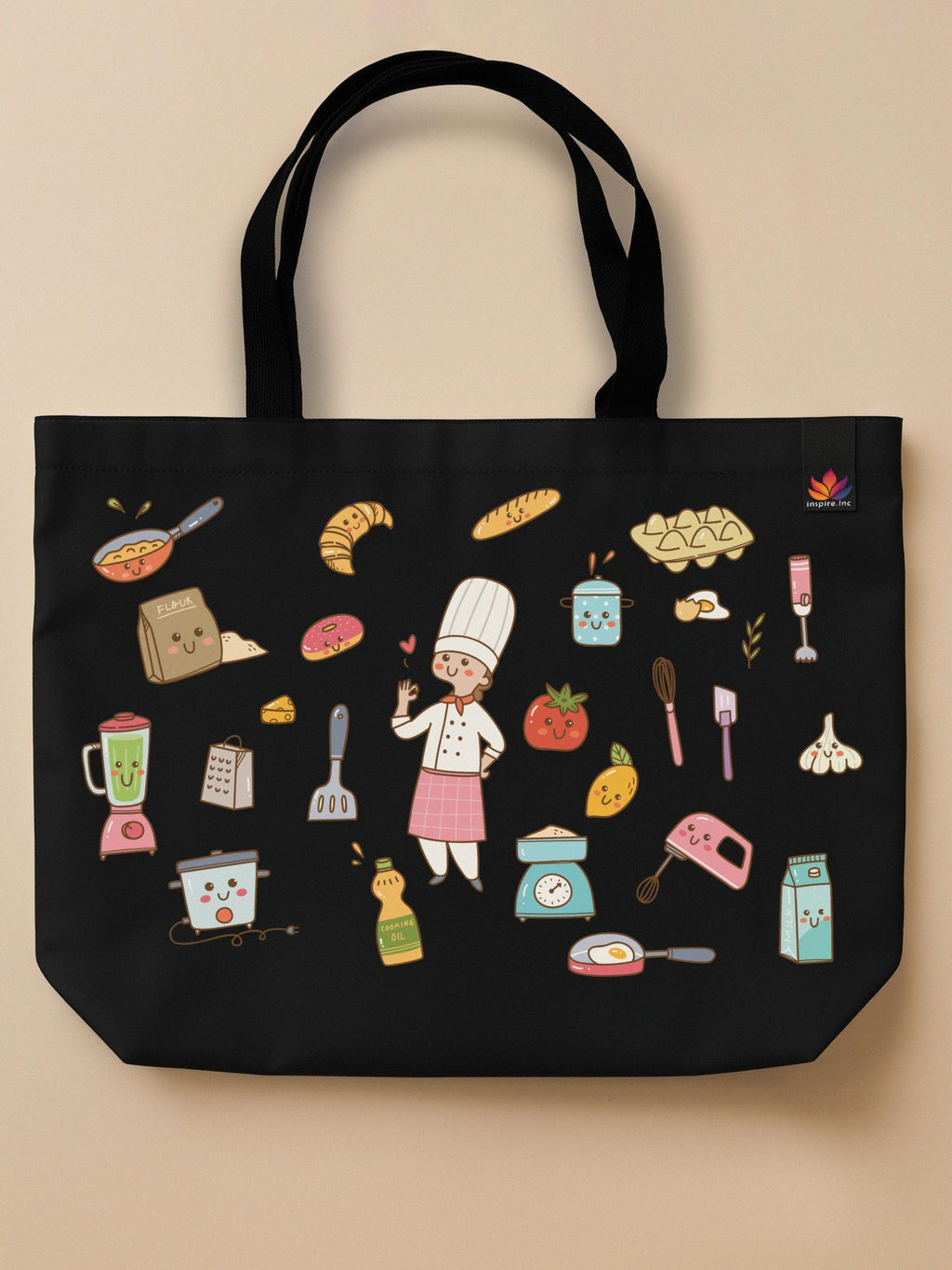 Cooking Essentials - Neo Tote Bag Black Design 1 by inspire.inc