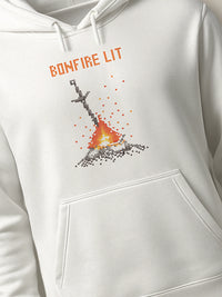 Dark Souls - Bonfire Lit - Hoodie White close-up by inspire.inc