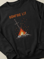 Dark Souls - Bonfire Lit - Regular/Oversized Sweatshirt Black close-up by inspire.inc