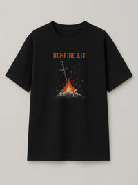Dark Souls - Bonfire Lit - Regular/Oversized T-shirt Black by inspire.inc