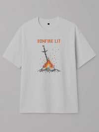 Dark Souls - Bonfire Lit - Regular/Oversized T-shirt White by inspire.inc