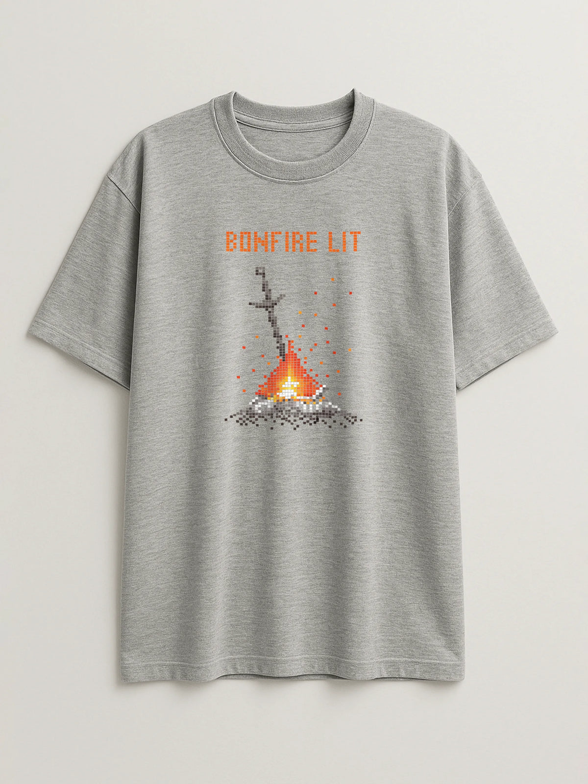 Dark Souls - Bonfire Lit - Regular/Oversized T-shirt Light Heather Gray by inspire.inc