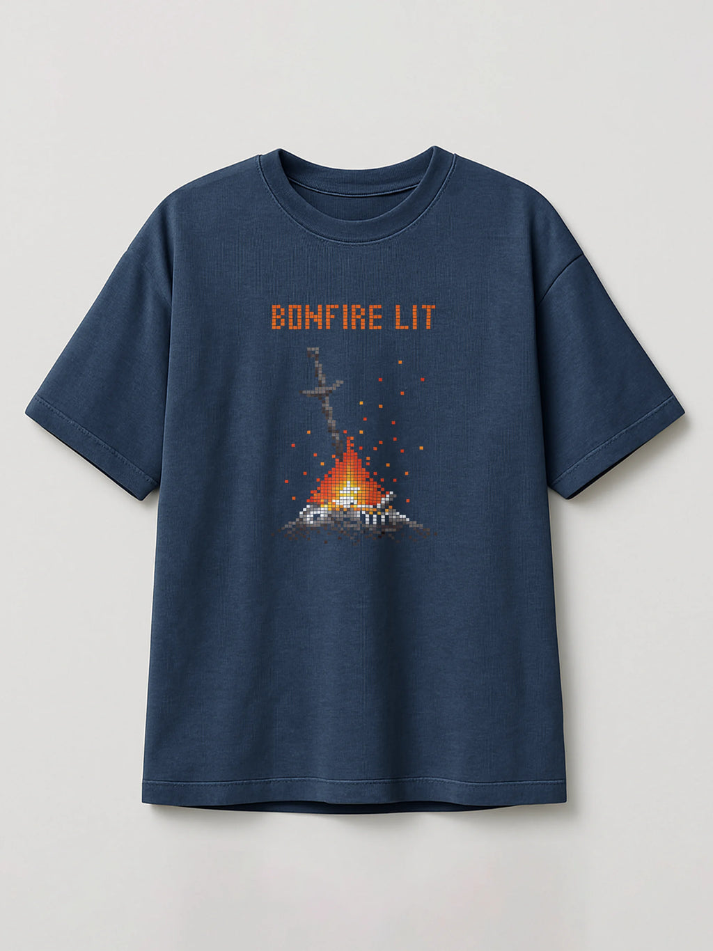 Dark Souls - Bonfire Lit - Regular/Oversized T-shirt Heather Blue by inspire.inc