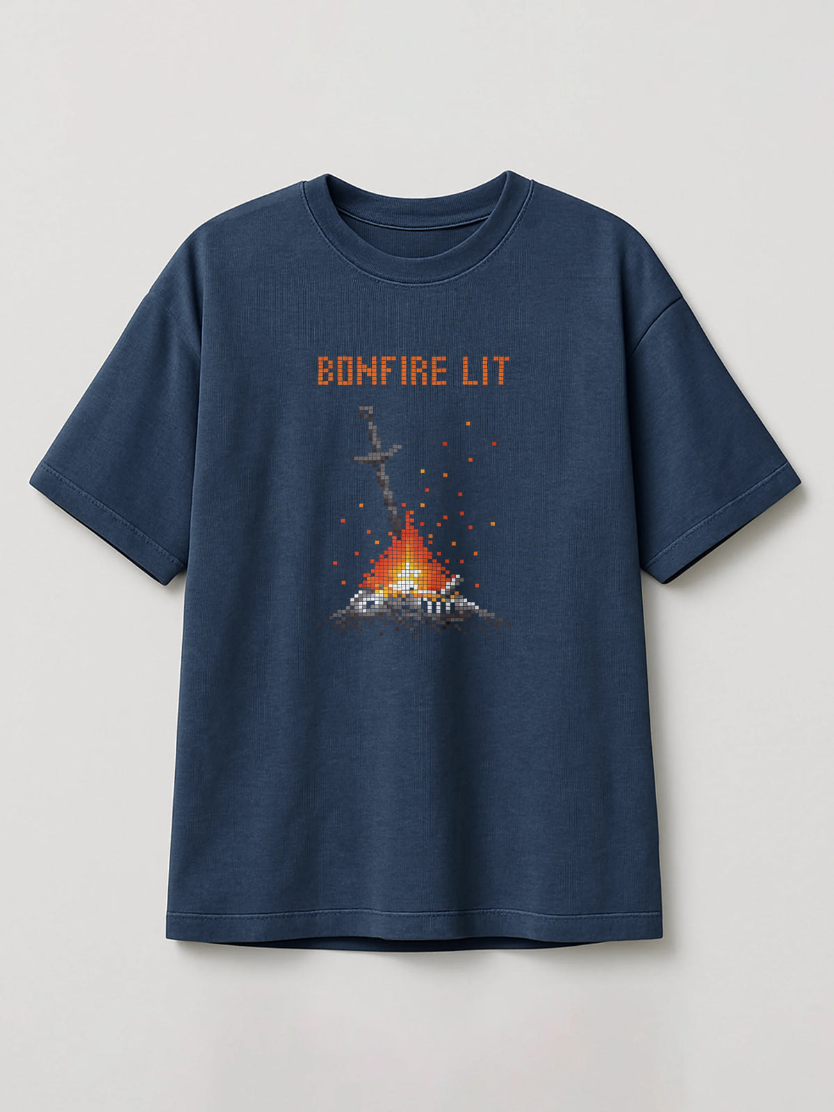Dark Souls - Bonfire Lit - Regular/Oversized T-shirt Heather Blue by inspire.inc