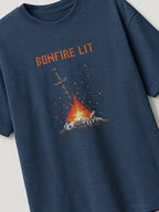 Dark Souls - Bonfire Lit - Regular/Oversized T-shirt Heather Blue close-up by inspire.inc