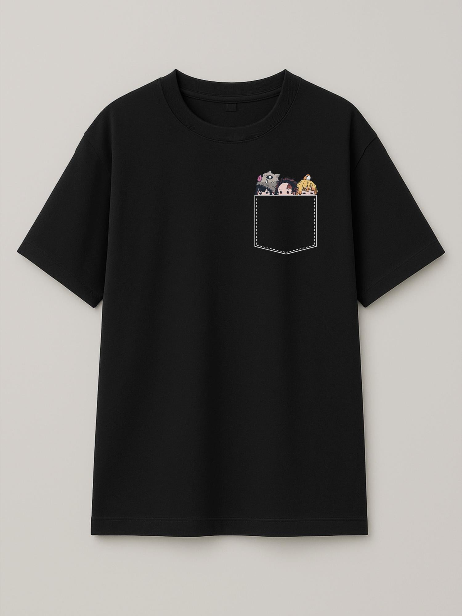 Demon Slayer - Pocket Slayers - Regular/Oversized T-shirt Oversized Black by inspire.inc