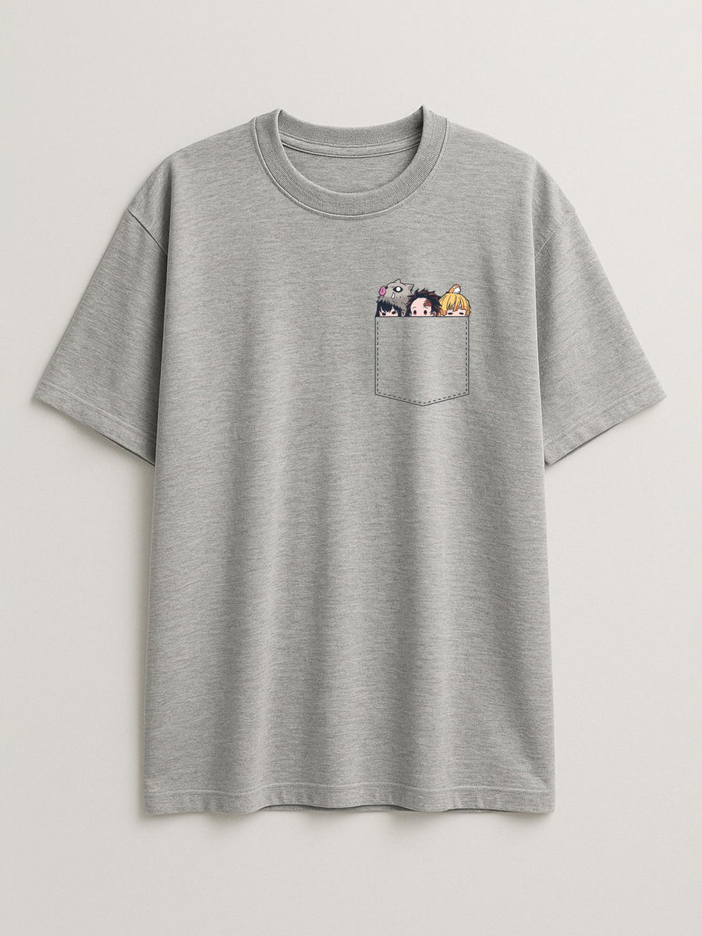 Demon Slayer - Pocket Slayers - Regular/Oversized T-shirt Oversized Light Heather Gray by inspire.inc